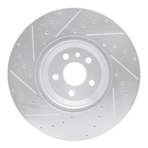 Jaguar E-Pace Brake Rotor (1) - Front Right - R1 Concepts - Drilled & Slotted - Silver - `20-`25
